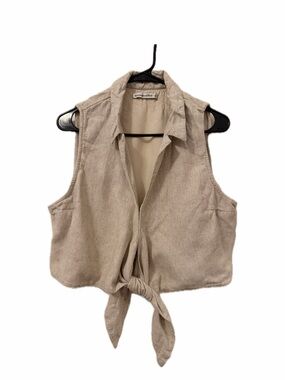 Abercrombie & Fitch Beige Tie-Front Linen Shirt